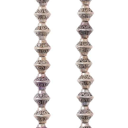 Antique Silver Carved Bicone Beads, 7mm by Bead Landing™